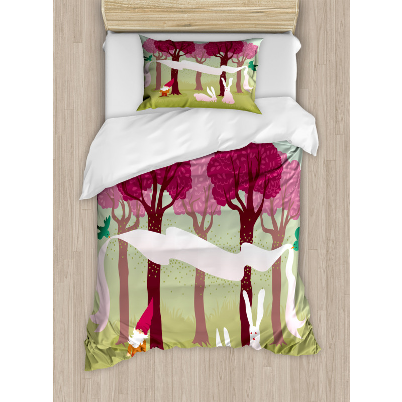 Forest with Pink Trees Duvet Cover Set