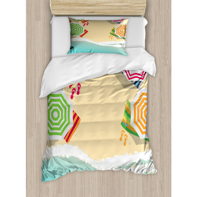 Sandy Beach Umbrellas Duvet Cover Set