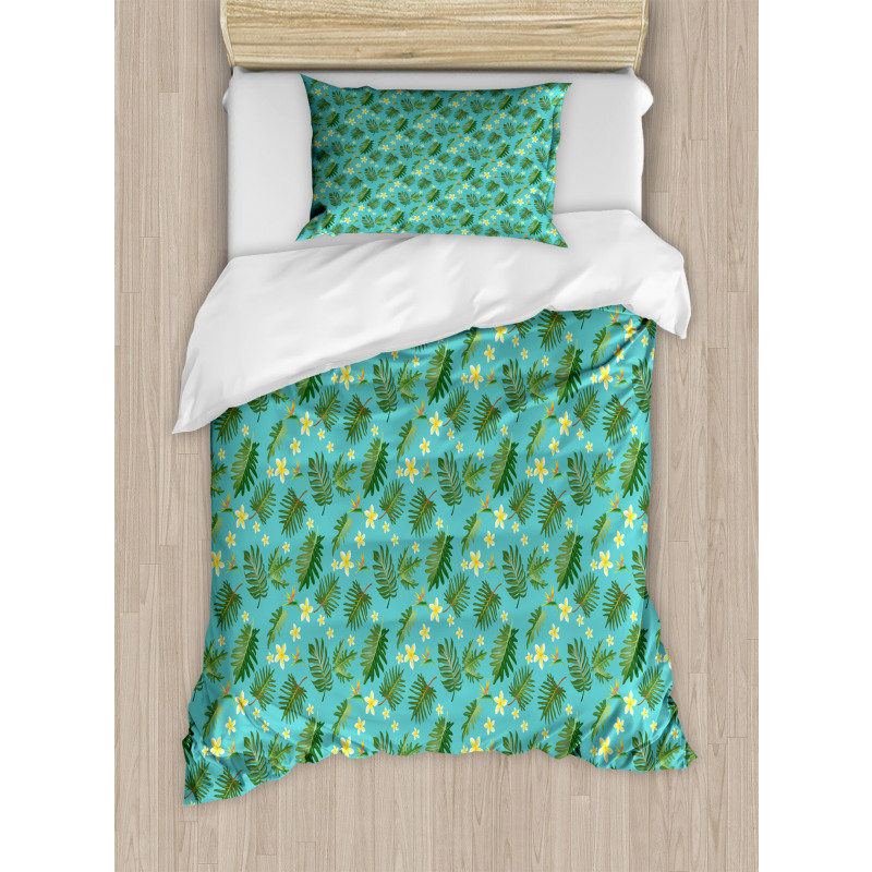 Leafage Hibiscus Blooms Duvet Cover Set