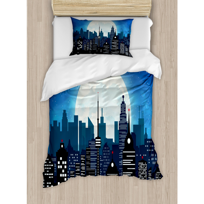 Modern Capital Moon Night Duvet Cover Set