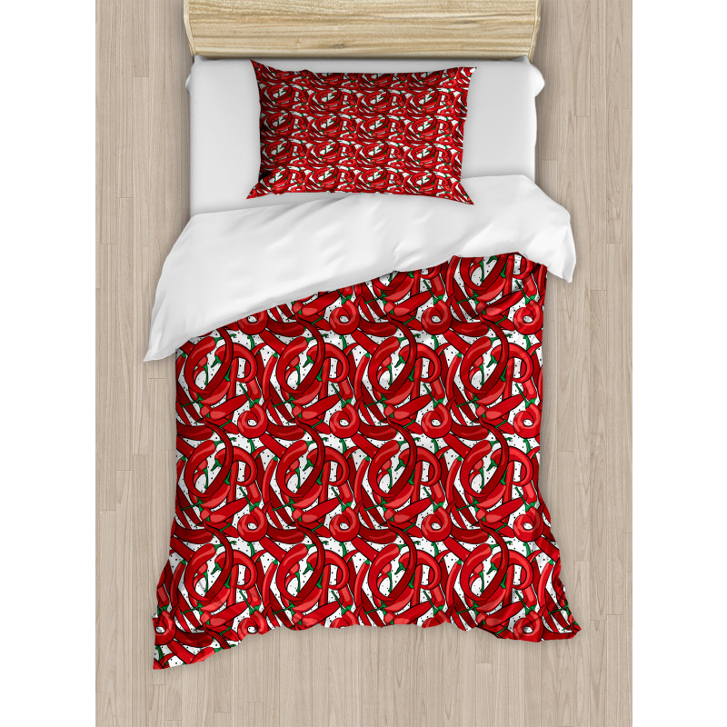 Pattern of Chili Peppers Duvet Cover Set