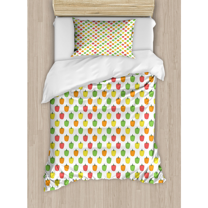 Doodle Style Bell Peppers Duvet Cover Set