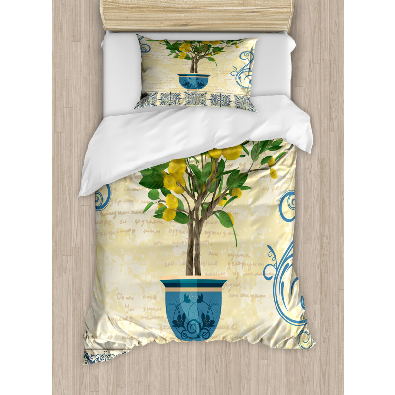 Retro Style Lemon Tree Duvet Cover Set