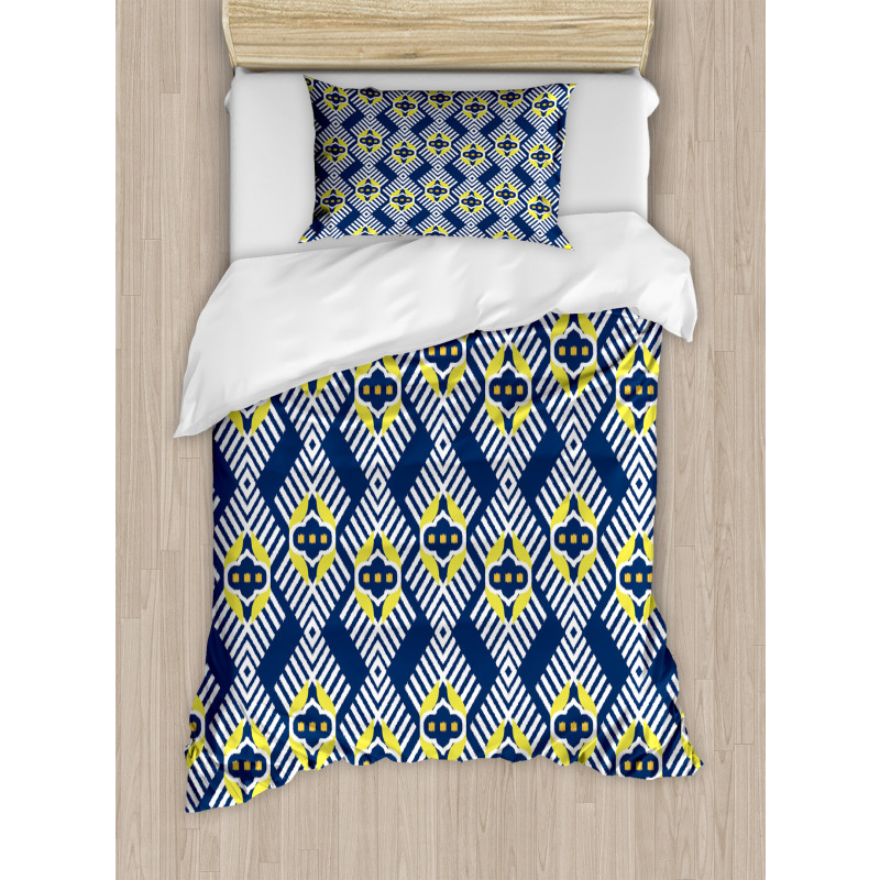 Abstract Florals and Zig Zag Duvet Cover Set