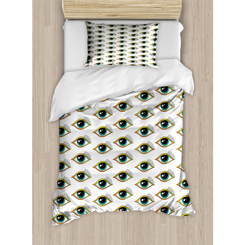 Pictogram Style Pattern Duvet Cover Set