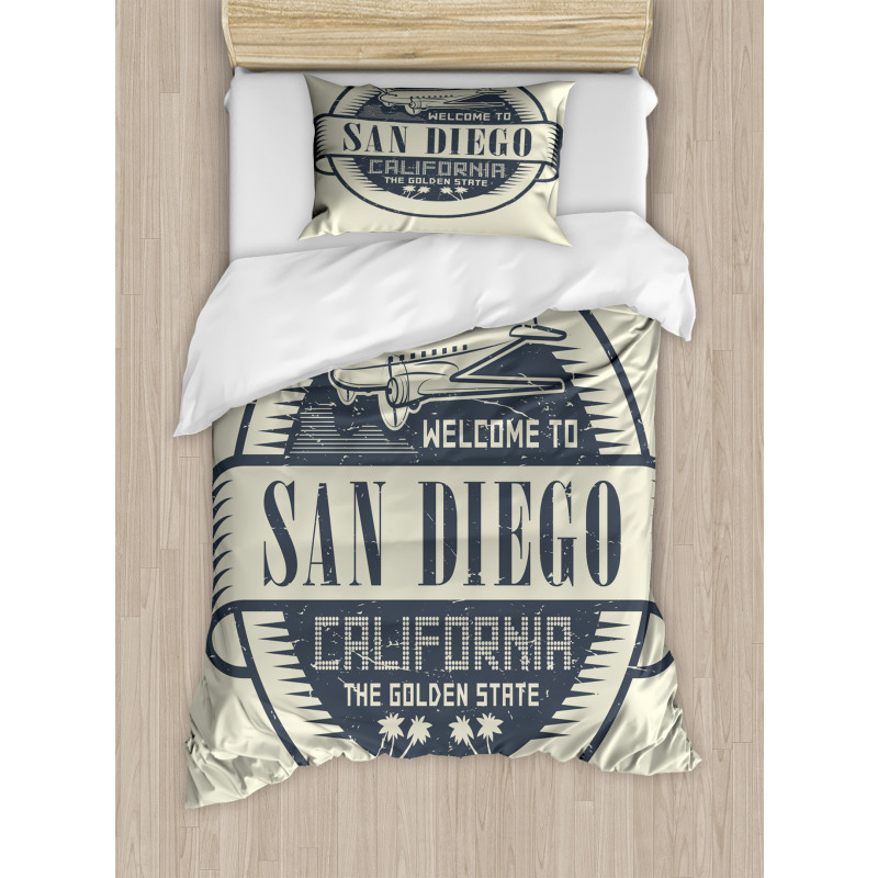 Stamp Airplane Welcome Duvet Cover Set