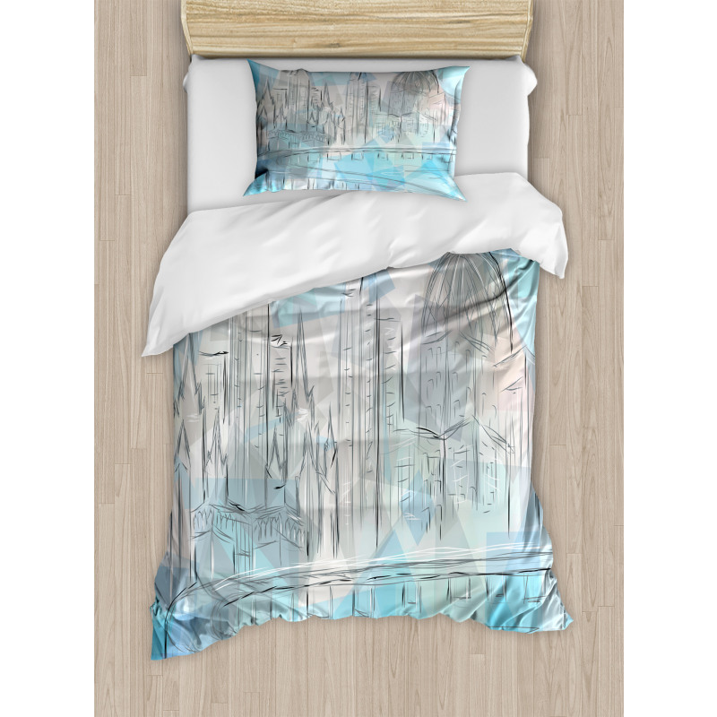 Abstract City Silhouette Duvet Cover Set