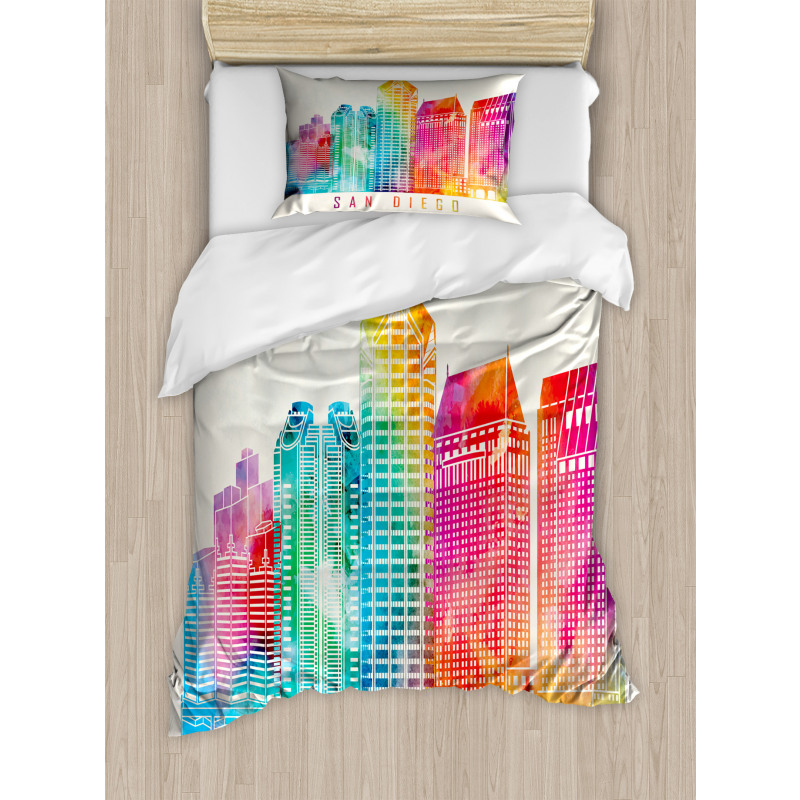 Watercolored Landmarks Duvet Cover Set