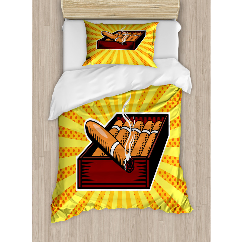 Cigar Box in Pop Art Style Duvet Cover Set