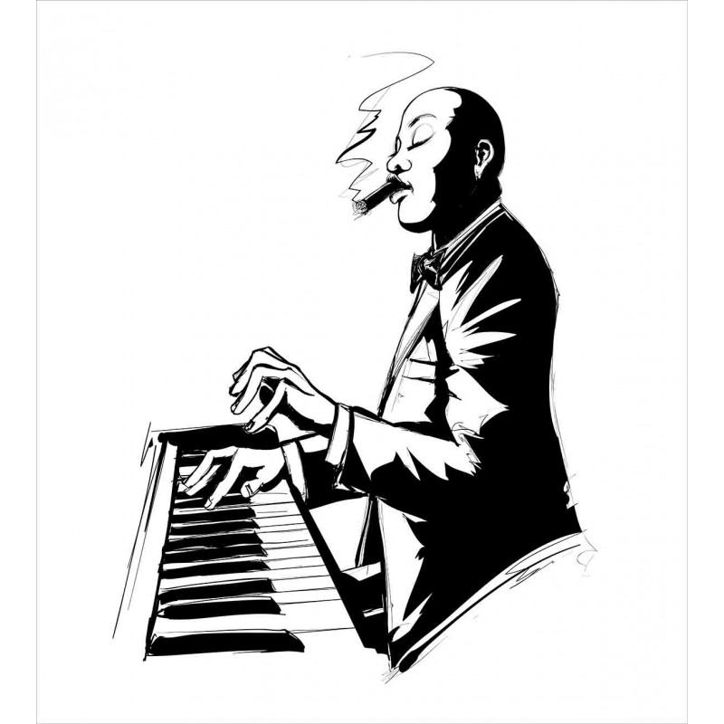 Jazz Pianist Sketch Artwork Duvet Cover Set