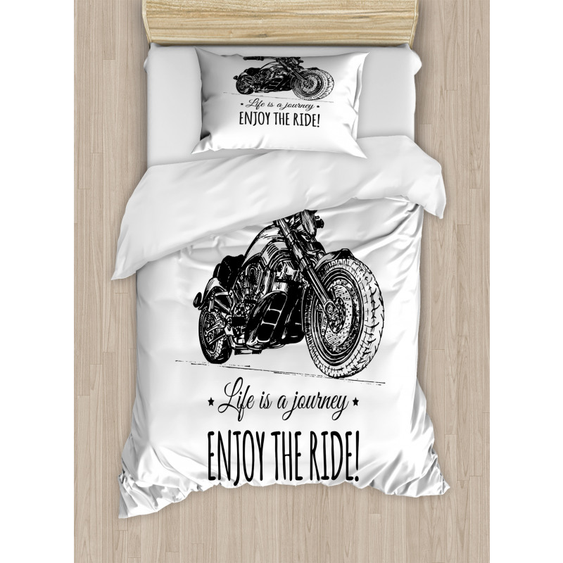 Hand-drawn Motorbike Duvet Cover Set