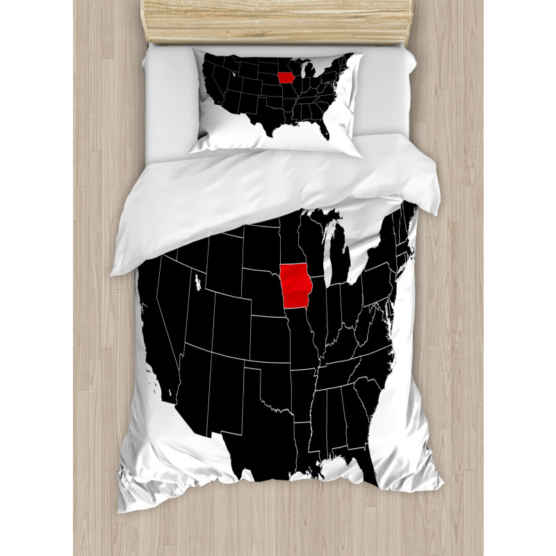 North America Map Design Duvet Cover Set