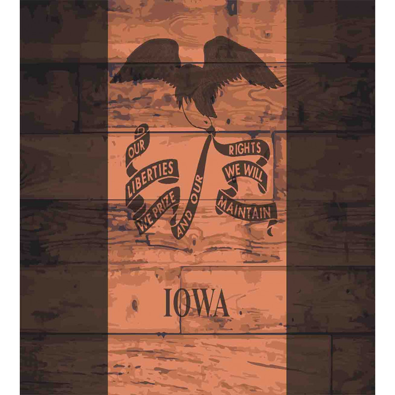 Iowa Flag on Wood Planks Duvet Cover Set