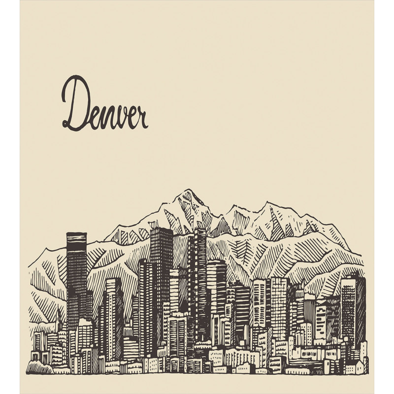 Denver City Skyline Sketch Duvet Cover Set