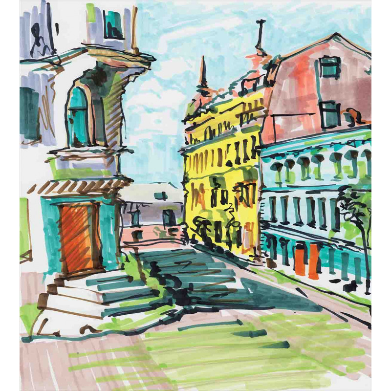 Watercolor Sketch City Duvet Cover Set