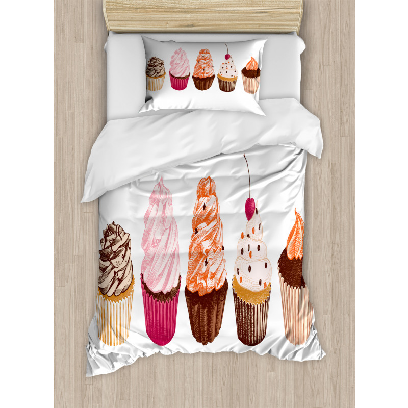 Cakes with Frosting Topping Duvet Cover Set