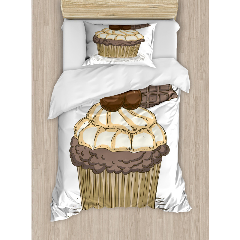 Hand Drawn Chocolate Cake Duvet Cover Set