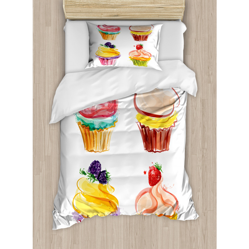 Pastel Watercolor Bakery Duvet Cover Set