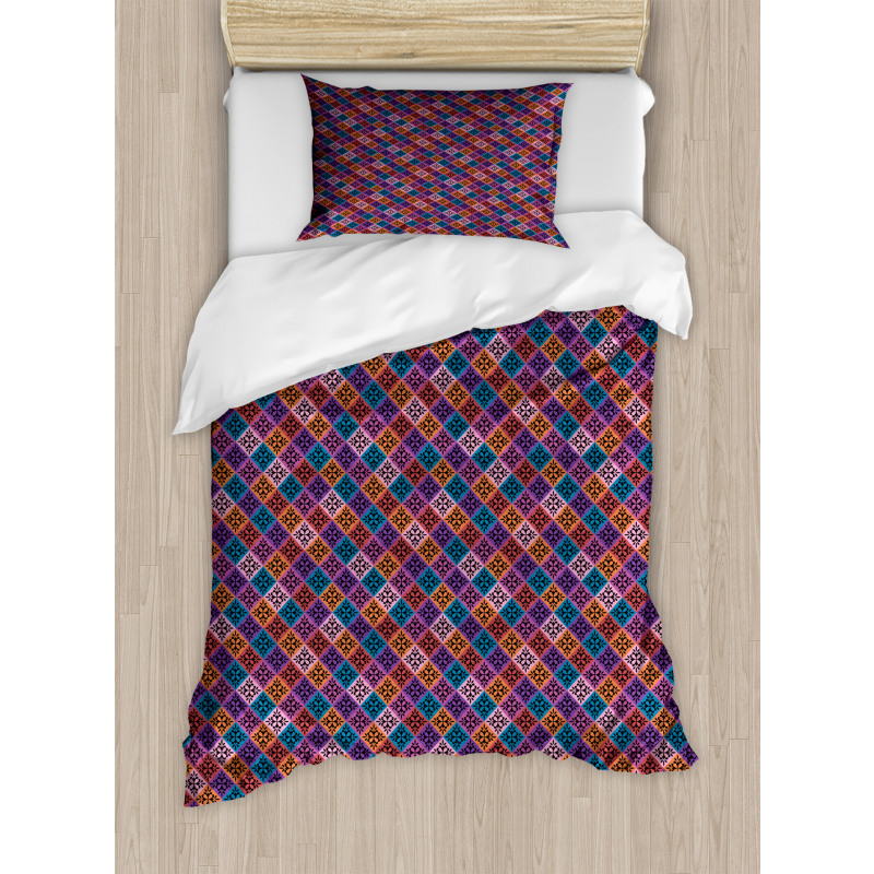 Vintage Simplistic Argyle Duvet Cover Set