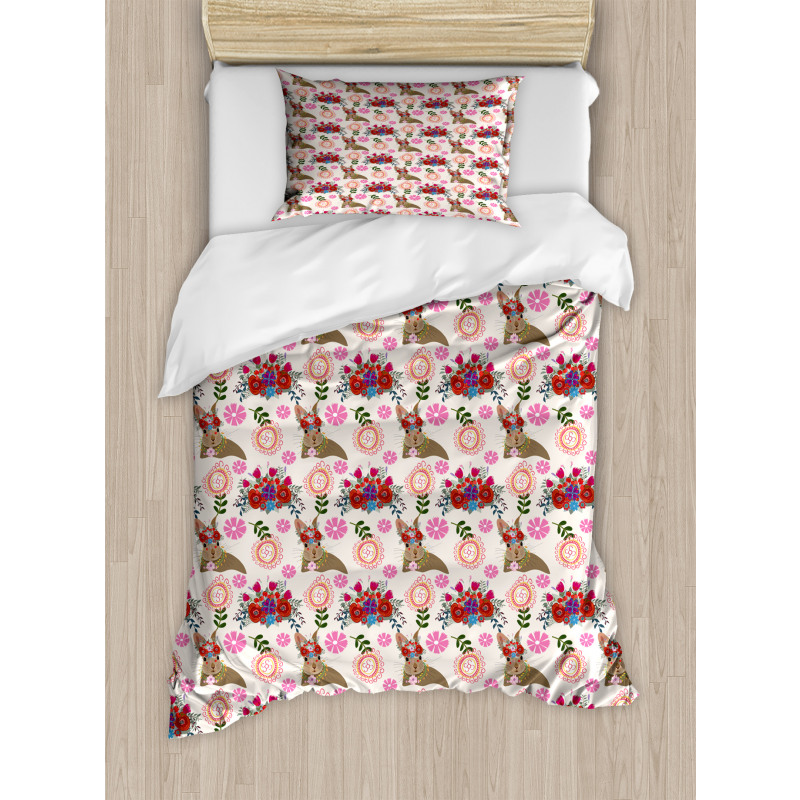 Bunny with Floral Headdress Duvet Cover Set