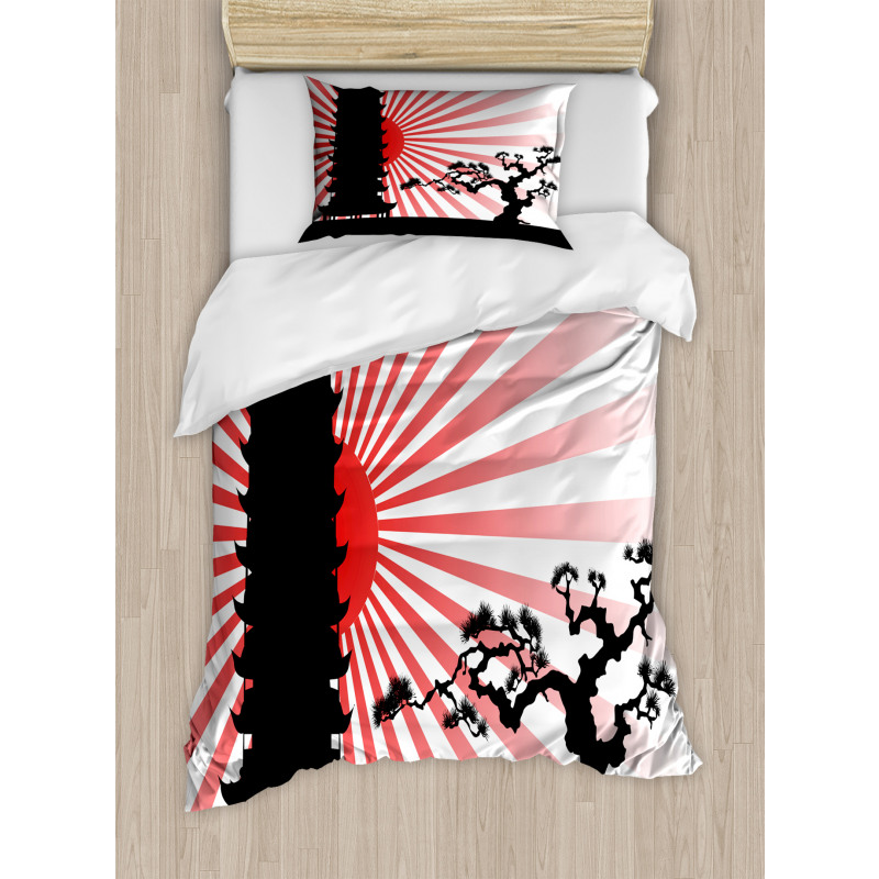 Shinto Building and Tree Duvet Cover Set