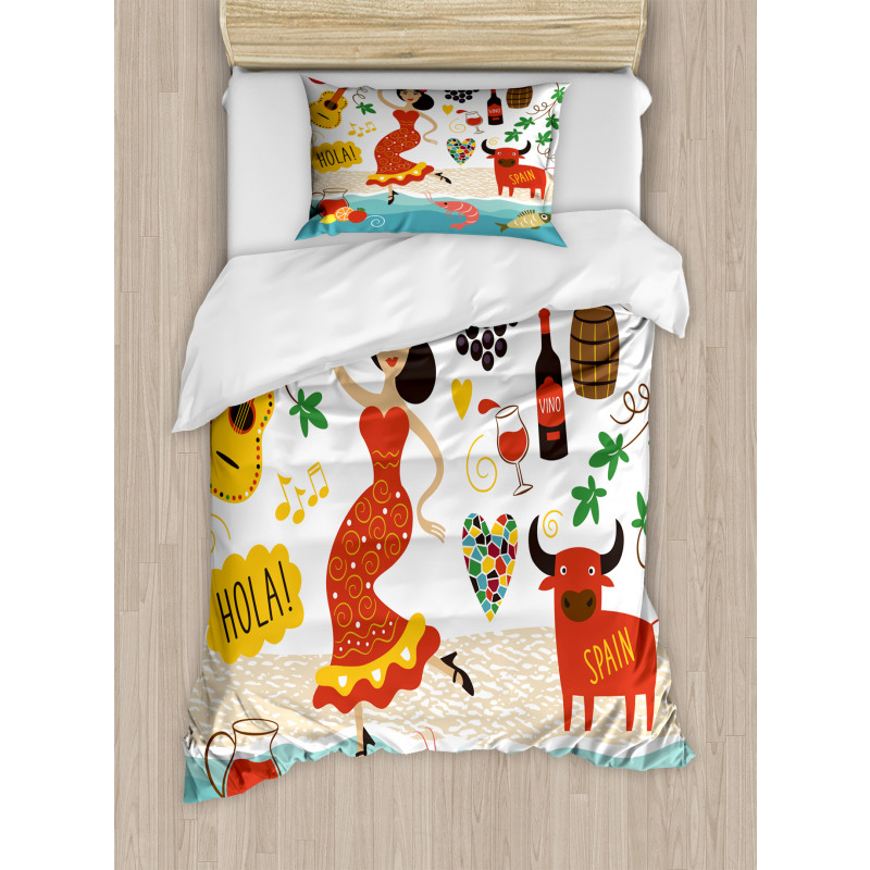 Bull Guitar and Dancer Duvet Cover Set