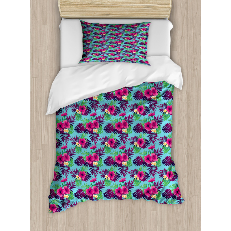 Forest Leaves on Aqua Shade Duvet Cover Set