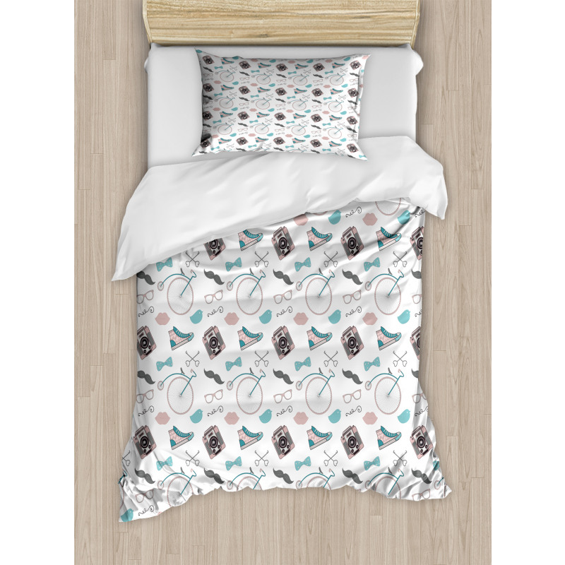 Hipster Camera With Bow Tie Duvet Cover Set