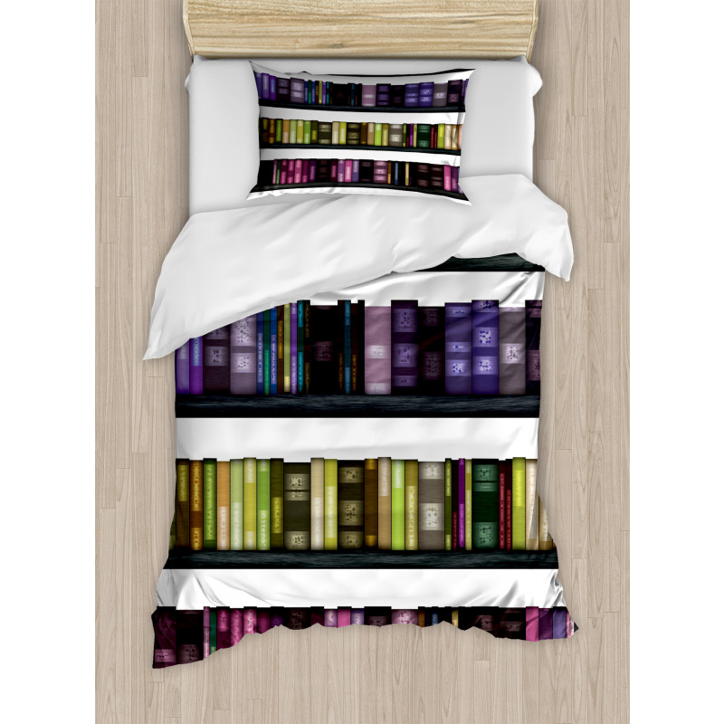 Colorful Books on Shelves Duvet Cover Set