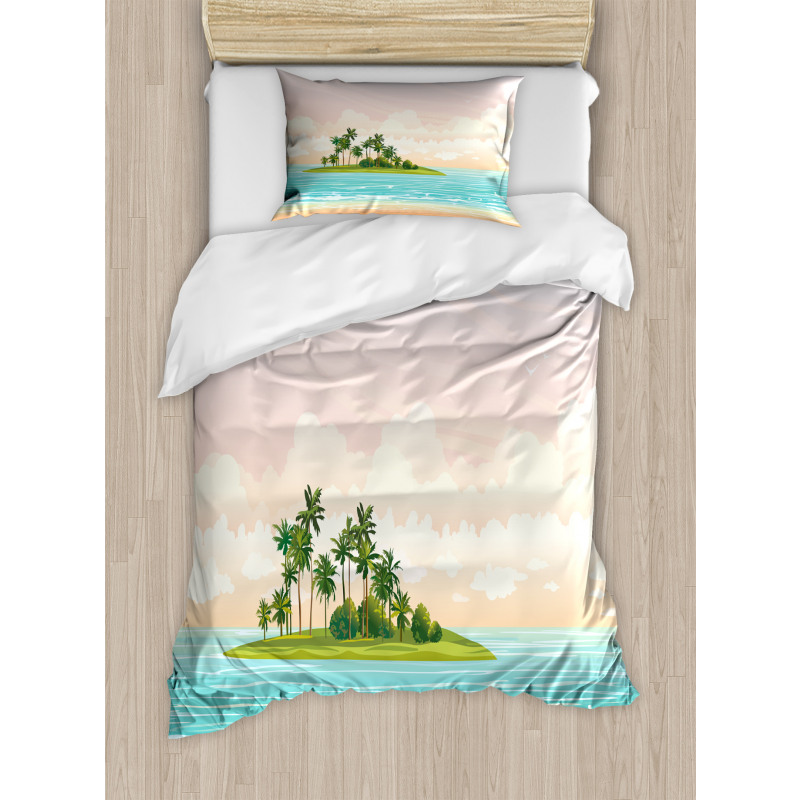 Jungle at Sunset Sky Clouds Duvet Cover Set