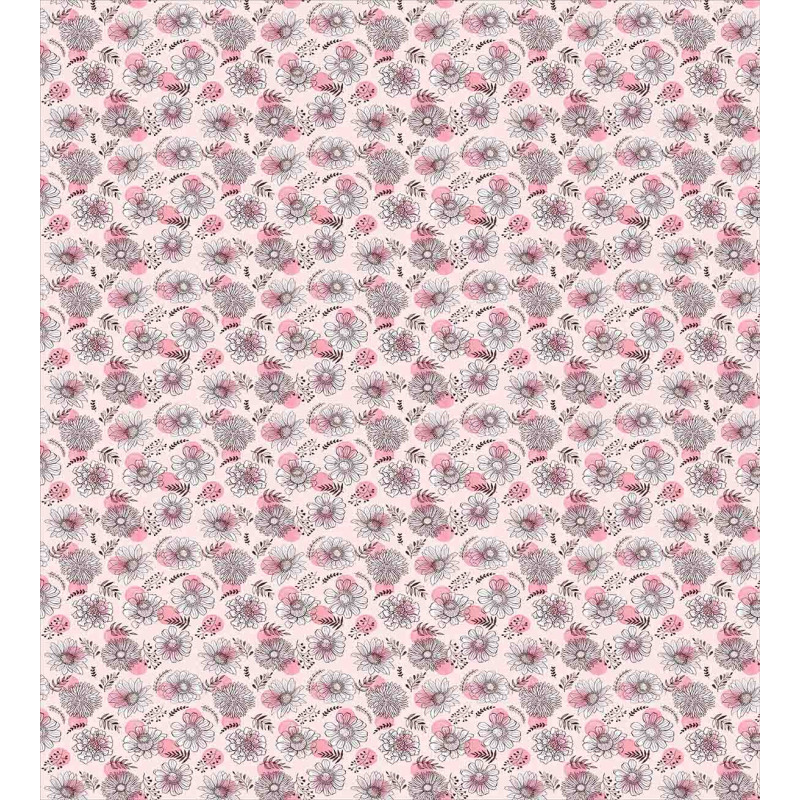 Sketchy Flowers on Soft Pink Duvet Cover Set