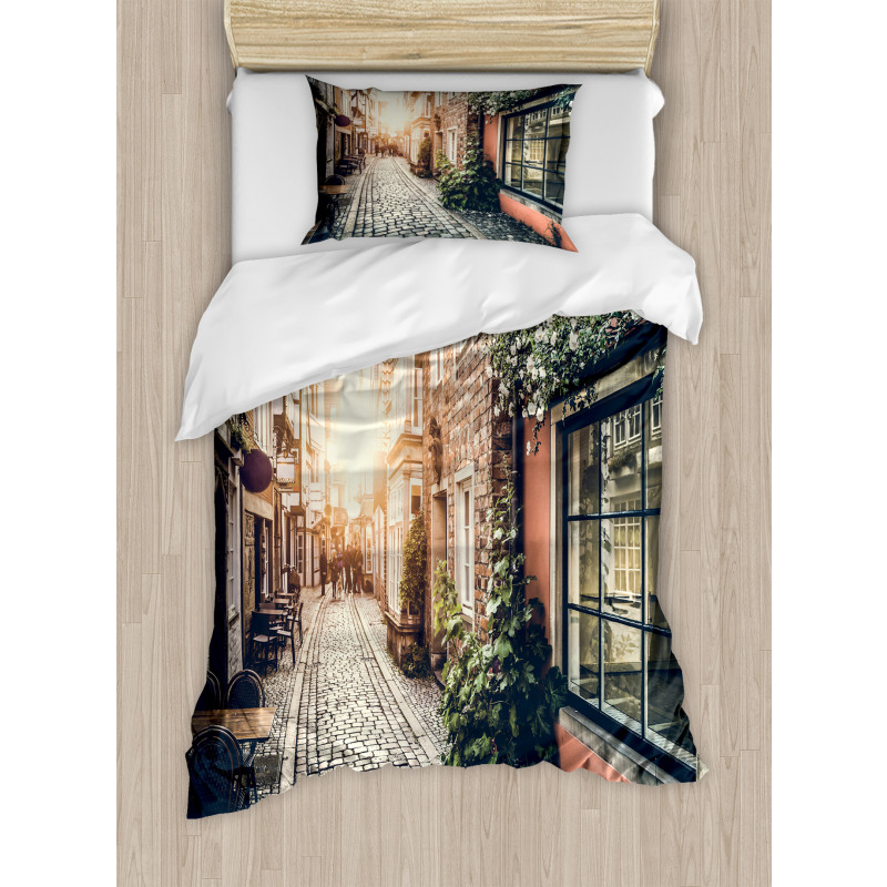 Old Town at Sunset Picture Duvet Cover Set