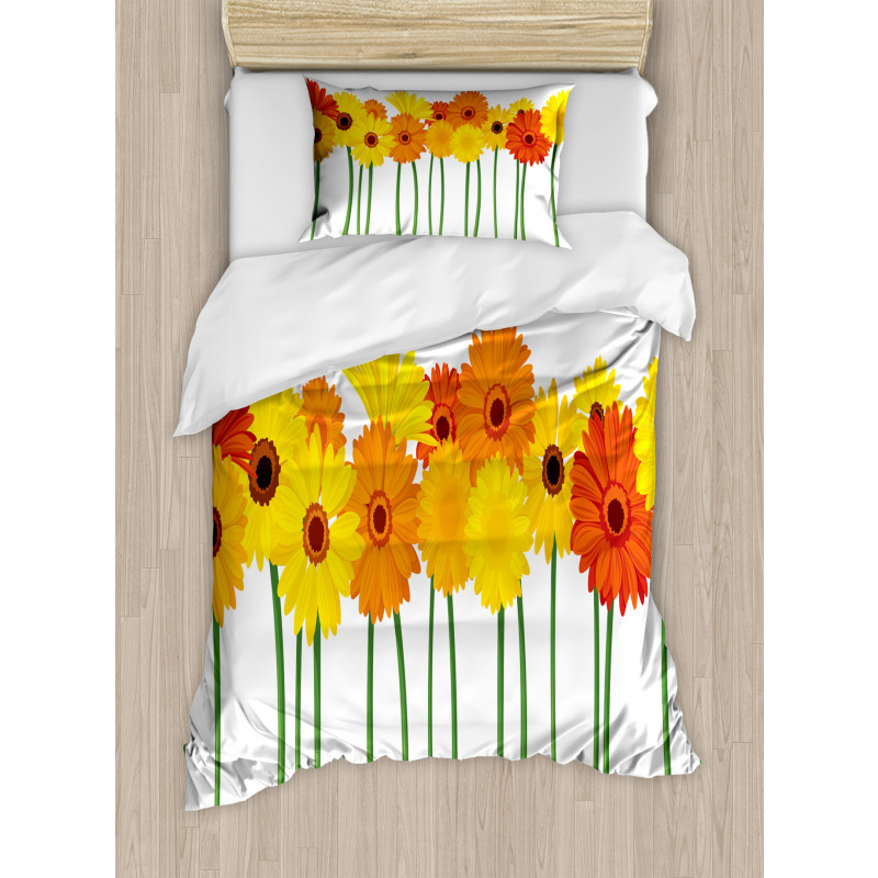 Flowers on Green Stems Duvet Cover Set