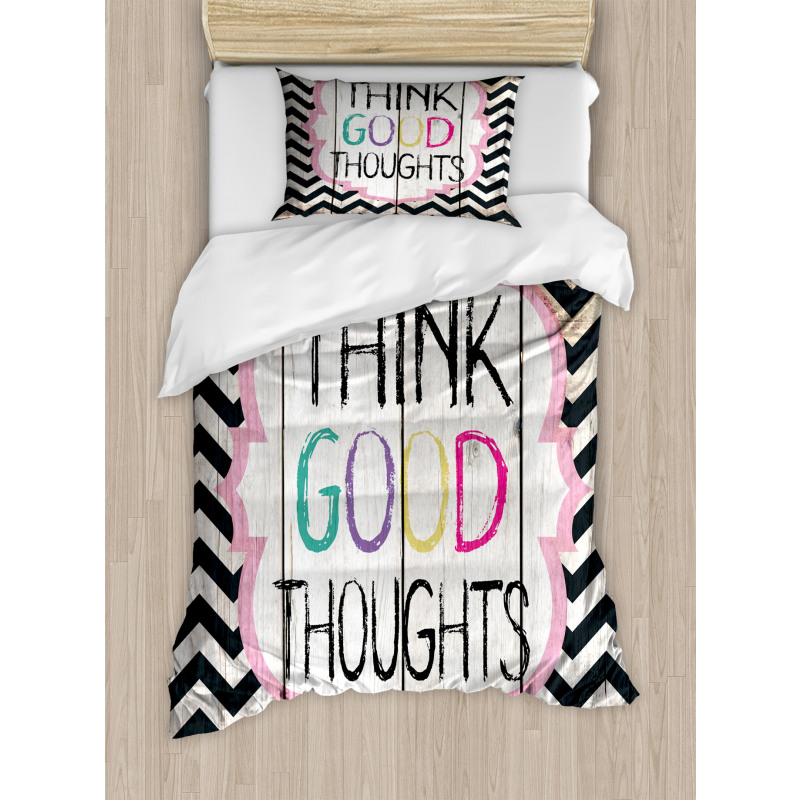 Think Thoughts Message Duvet Cover Set