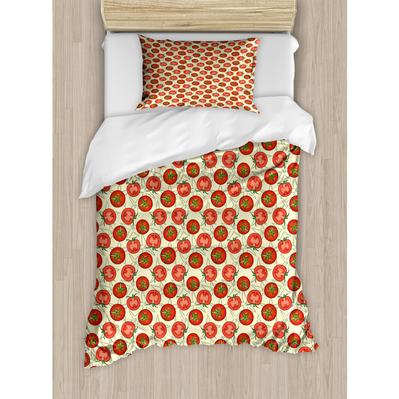 Tomatoes with Green Leaves Duvet Cover Set