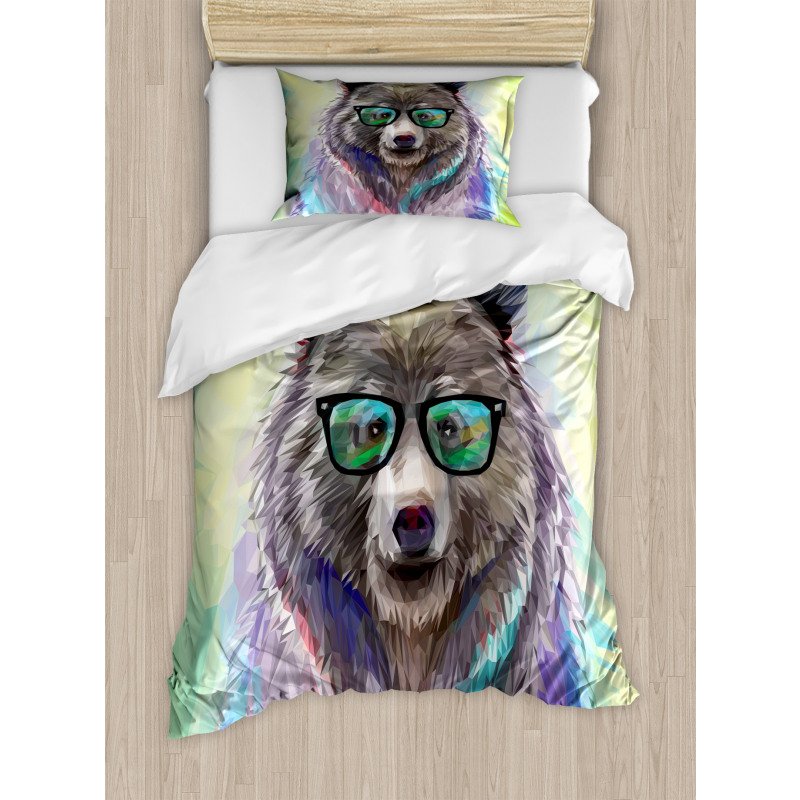 Colored Wild Bear Art Duvet Cover Set