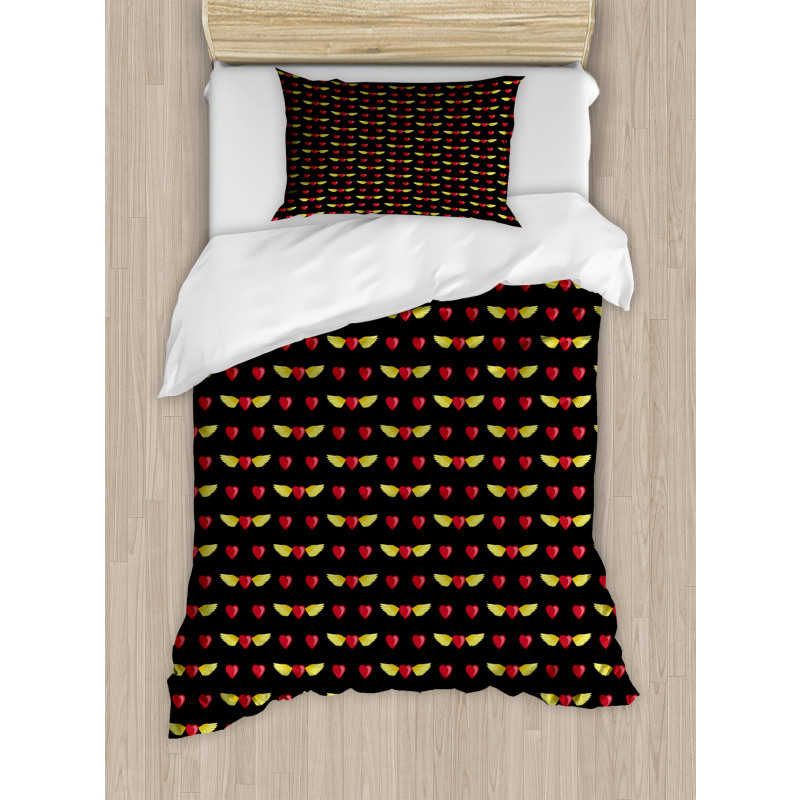 Love Art Heart on Dark Duvet Cover Set