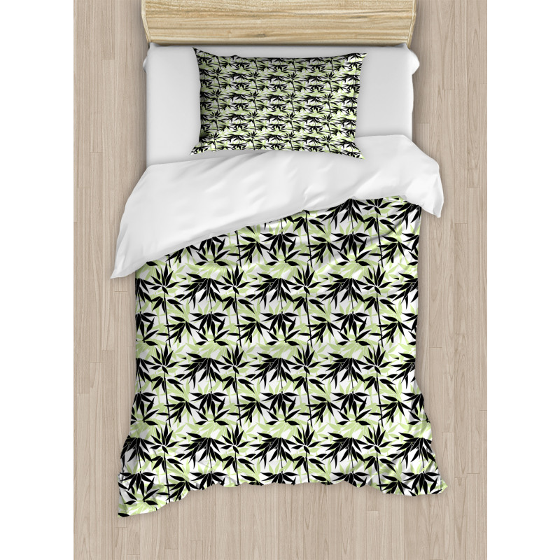 Eastern Bamboo Leaf Pattern Duvet Cover Set