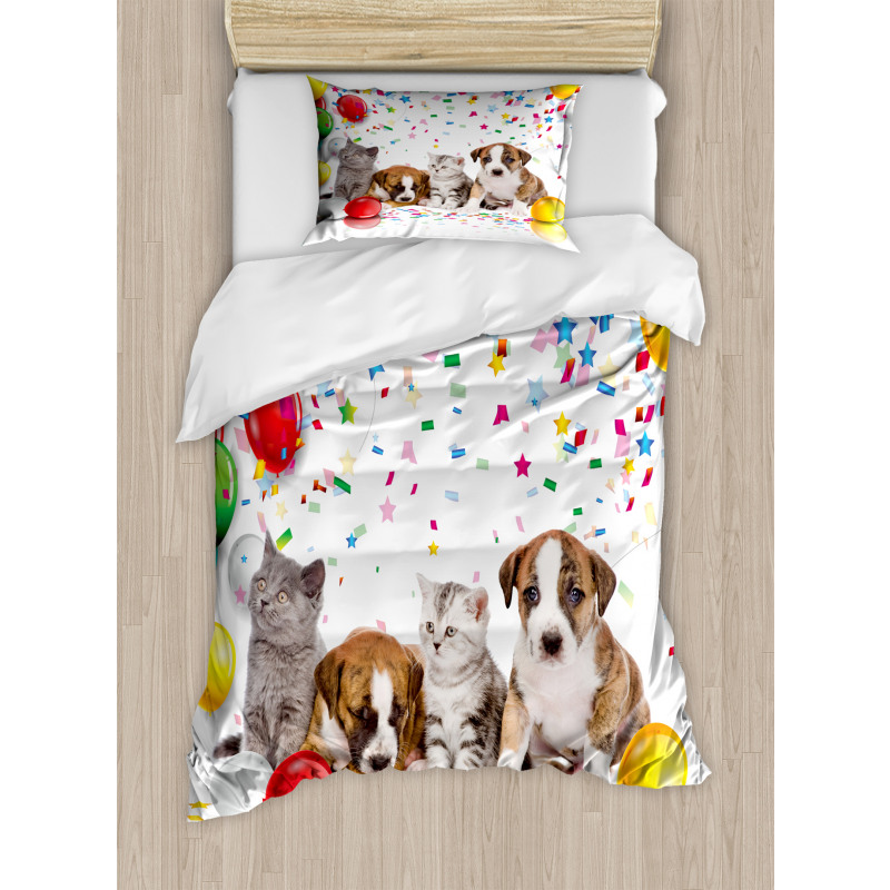 Cat and Dog Party Duvet Cover Set