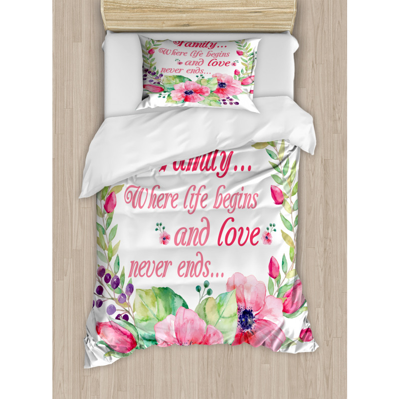 Family Love Saying Wreath Duvet Cover Set