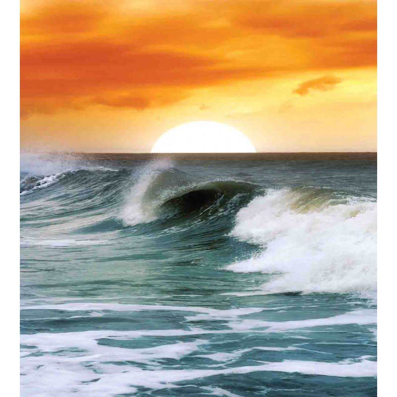 Sunset over Wavy Ocean Duvet Cover Set
