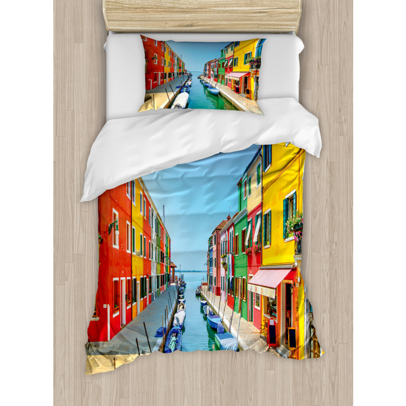 Urban Life with Boats Duvet Cover Set