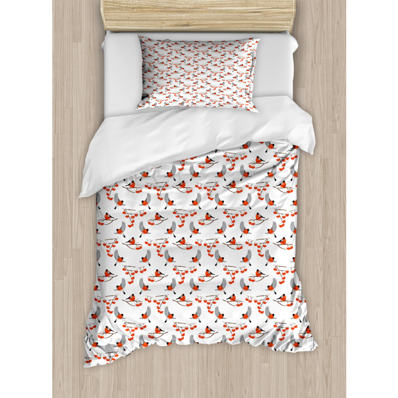 Bullfinches on Rowan Branch Duvet Cover Set