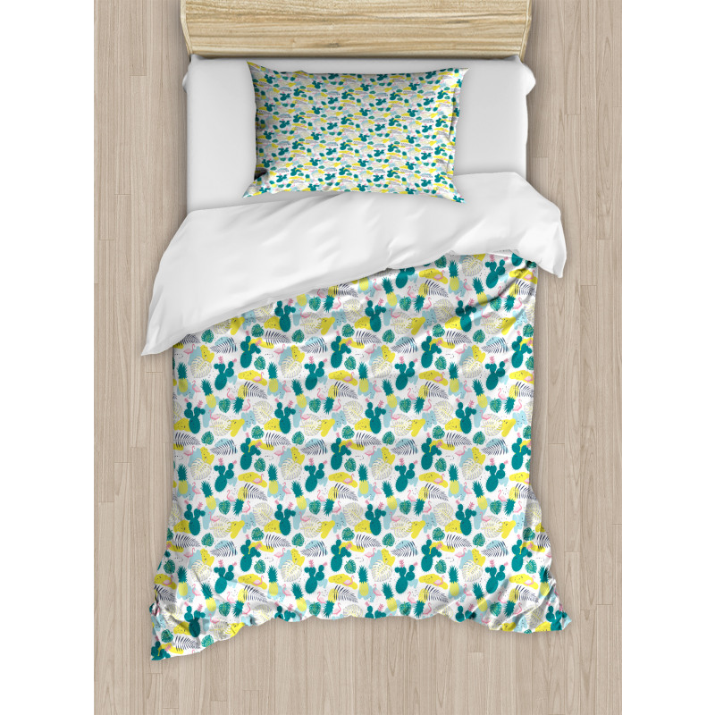 Pineapple Cactus Flamingo Duvet Cover Set