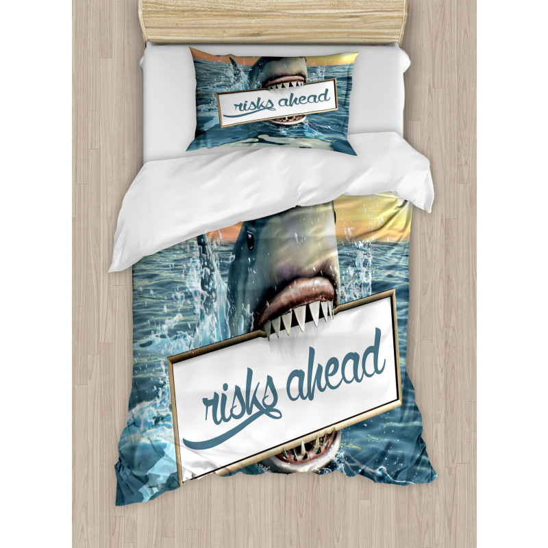 Dangerous Fish Holds Plaque Duvet Cover Set