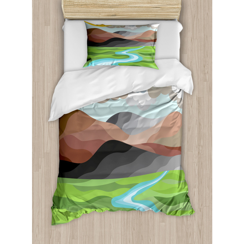 Abstract Mountains River Duvet Cover Set