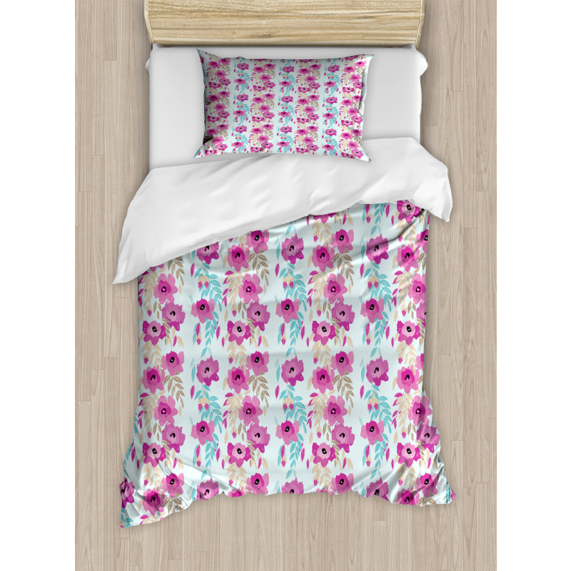 Floral Garden Pink Blooms Duvet Cover Set