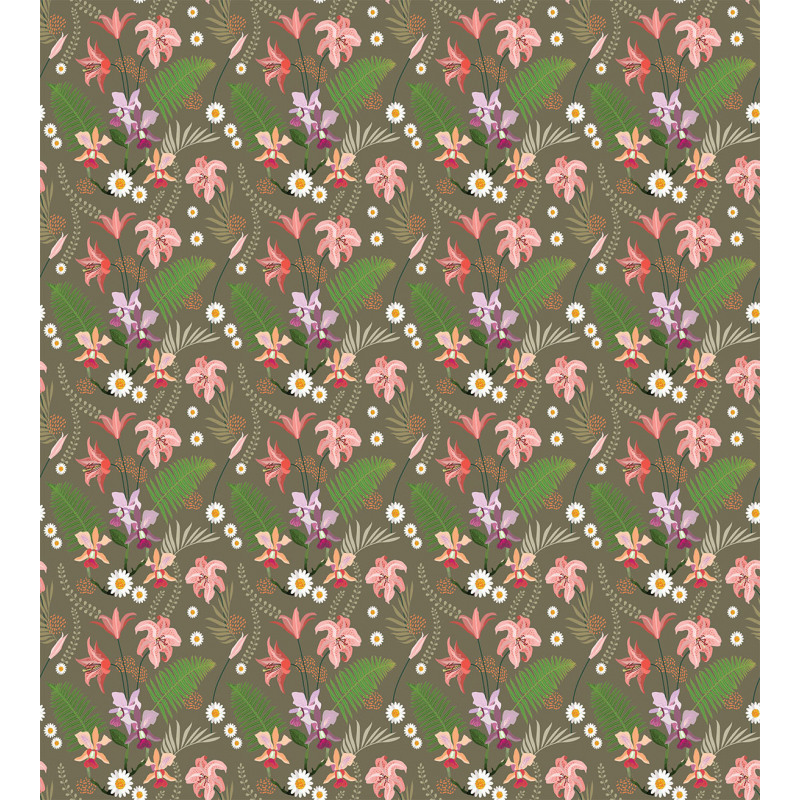 Ferns and Flowers Design Duvet Cover Set