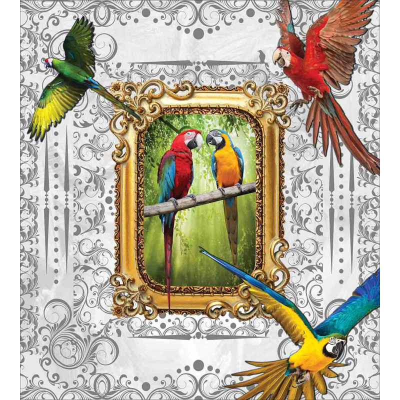 Exotic Colorful Birds Image Duvet Cover Set