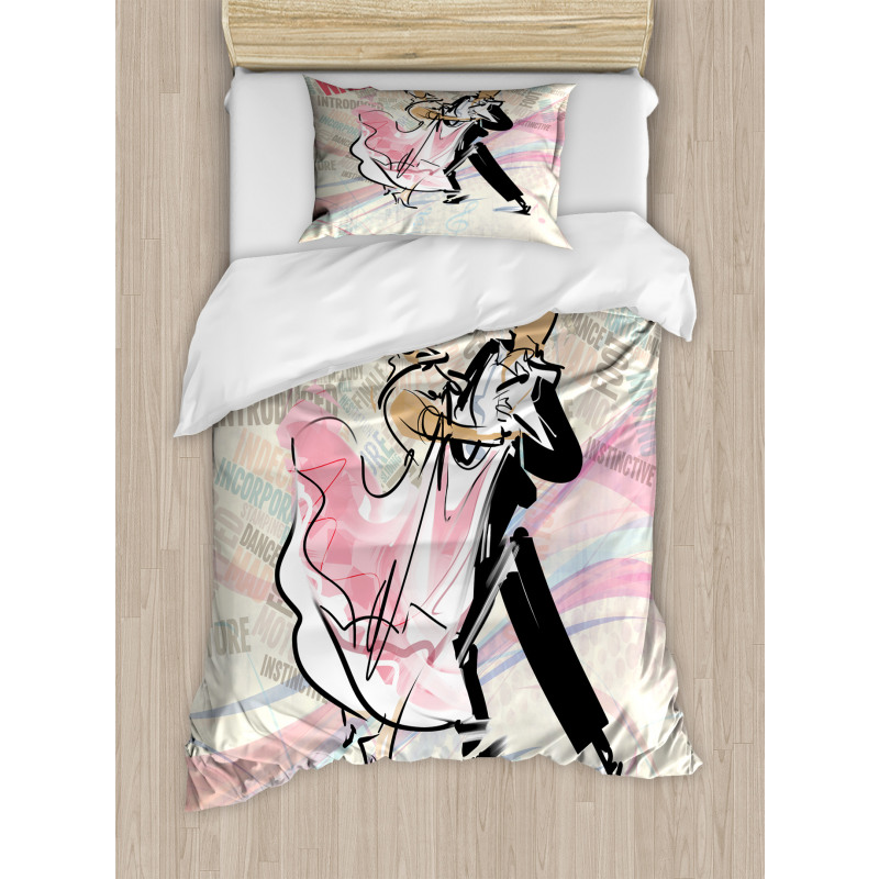 Romantic Dancing Couple Words Duvet Cover Set